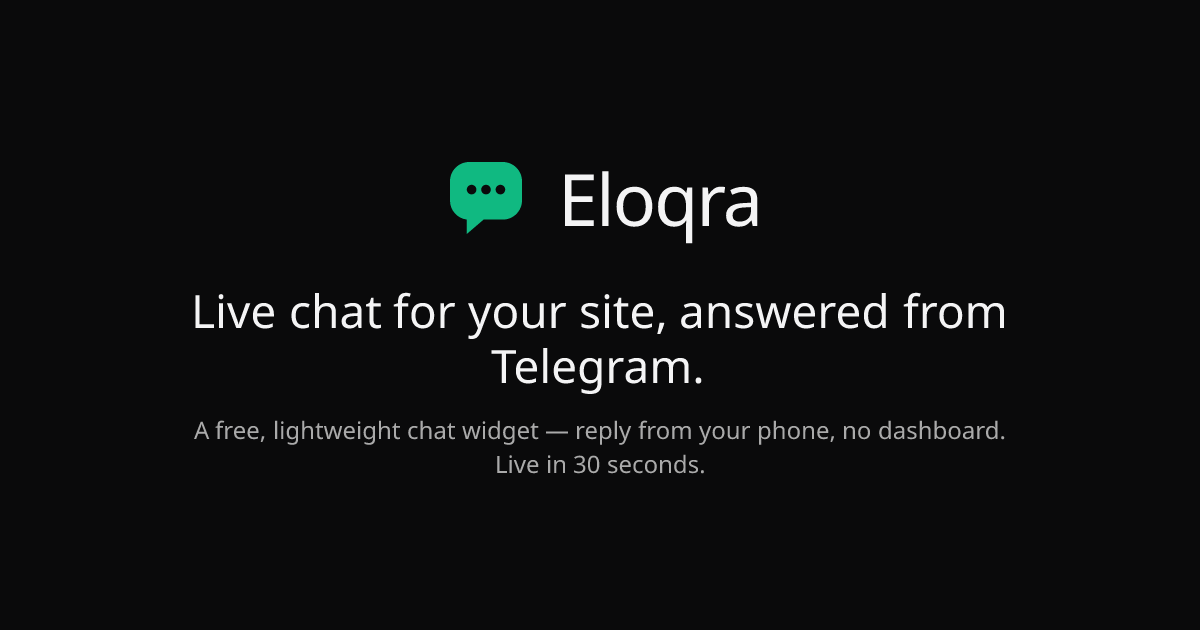 Show HN: Eloqra - Live Chat with Telegram integration